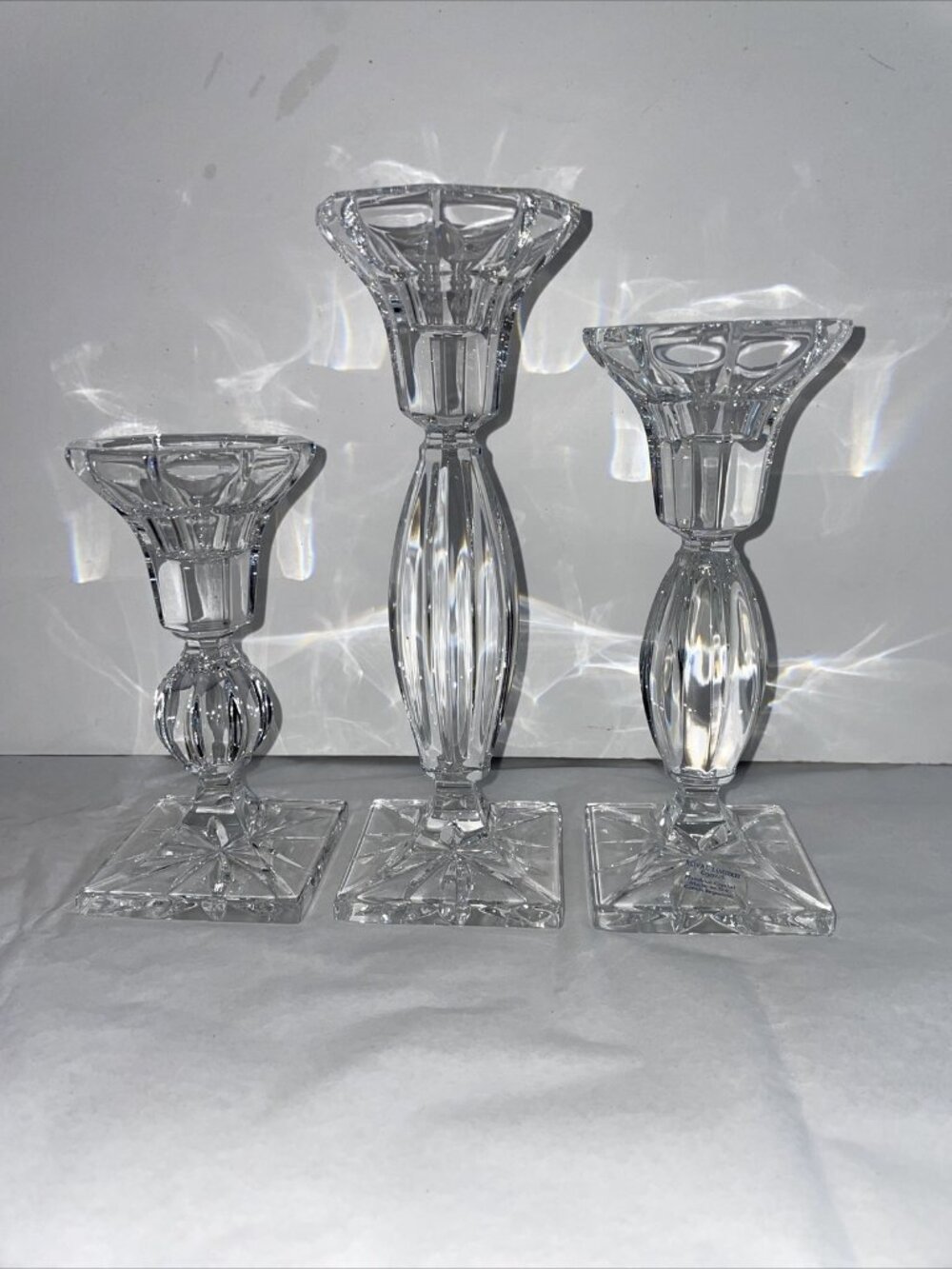 Vintage Glass Candle Sticks 24% Full Lead Crystal Czech Republic Lot of 3